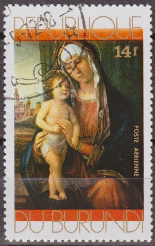 Burundi 1971 Scott C153 Sello * Christmas Madonna & Child Cima de Conegliano 14F Preobliteré Matasello de Favor